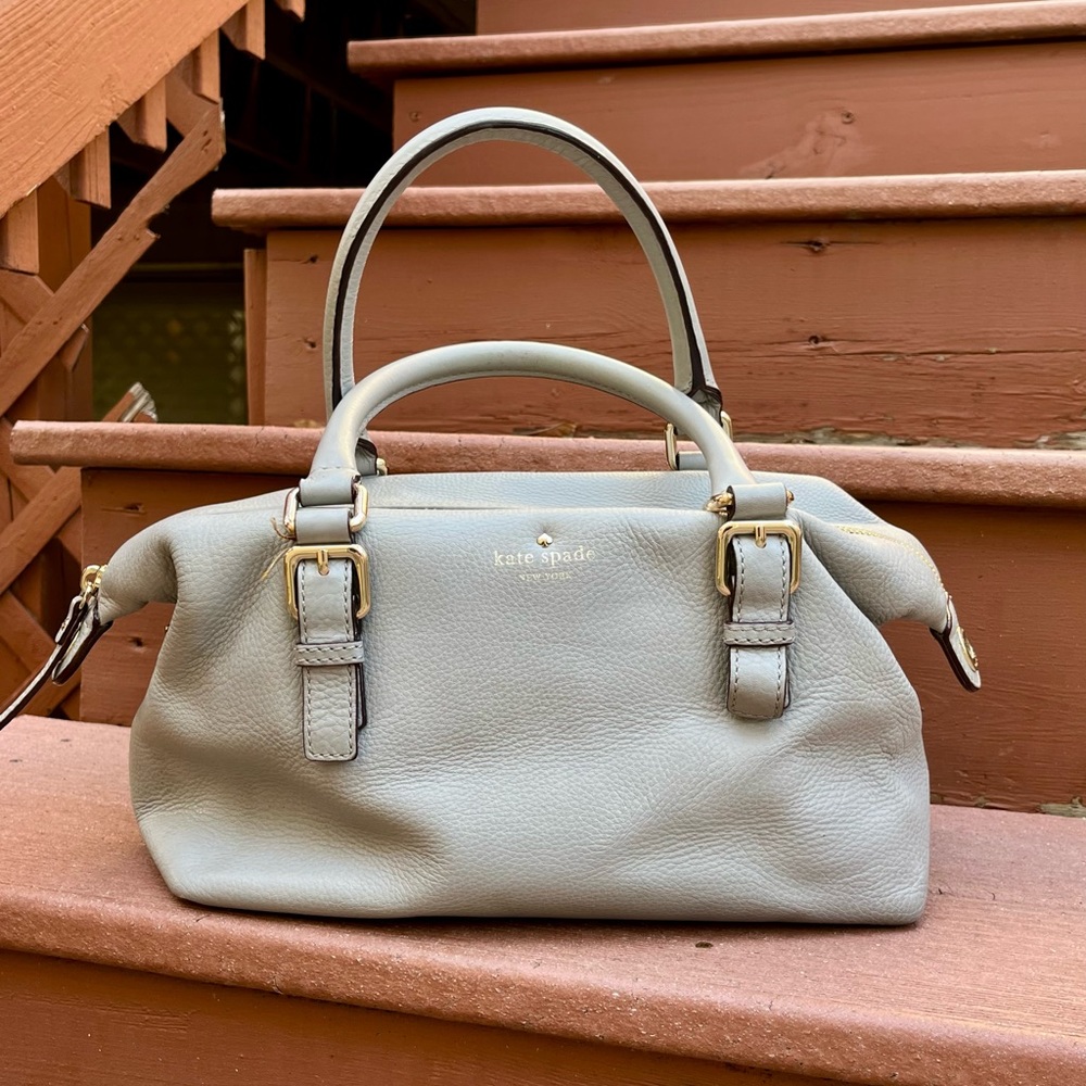 Kate Spade Leather Satchel Handbag, Light Gray